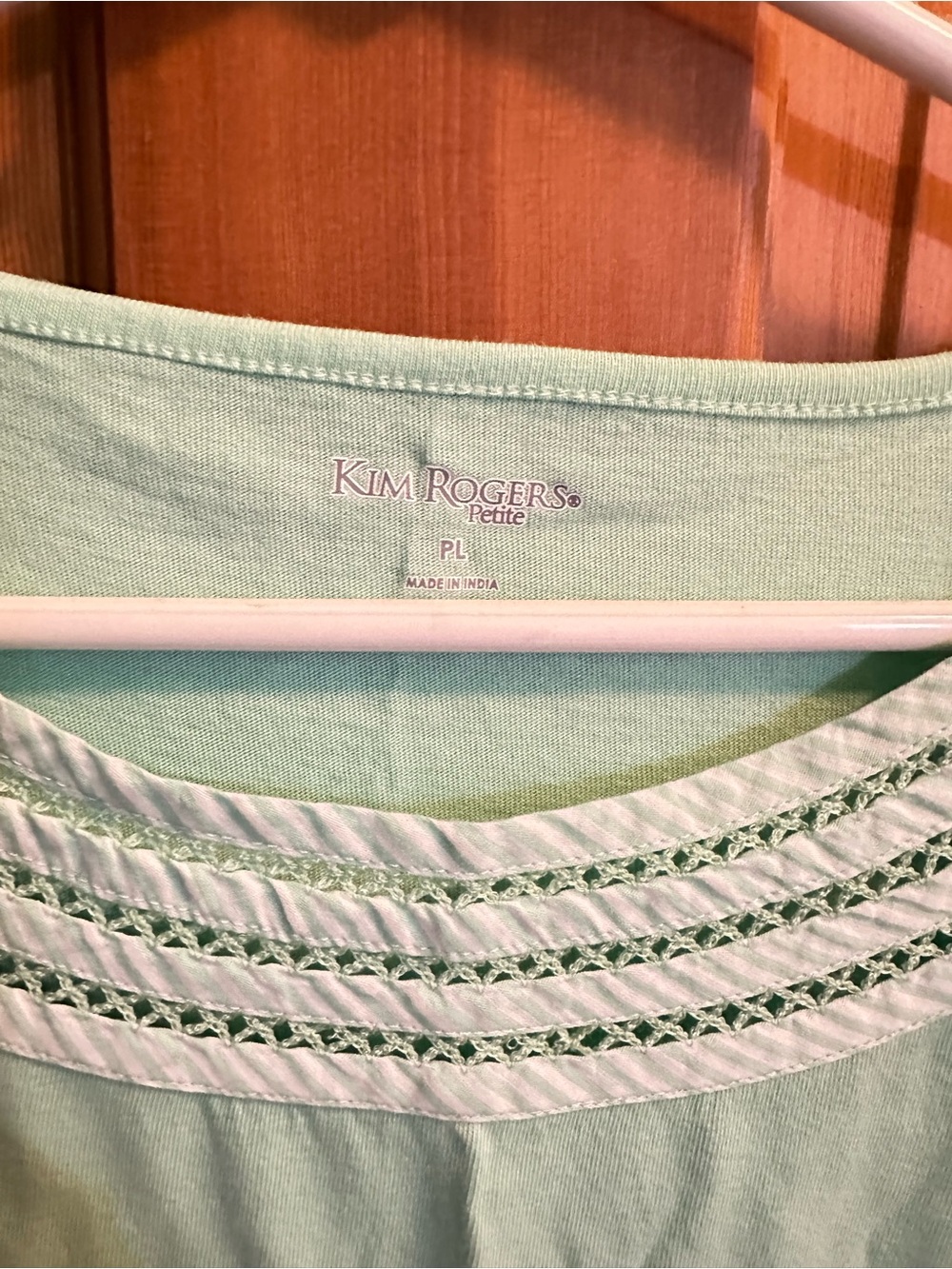 Kim Rogers Mint Short-Sleeve Scoop Neck Top with Embroidered Yoke - Picture 2 of 6